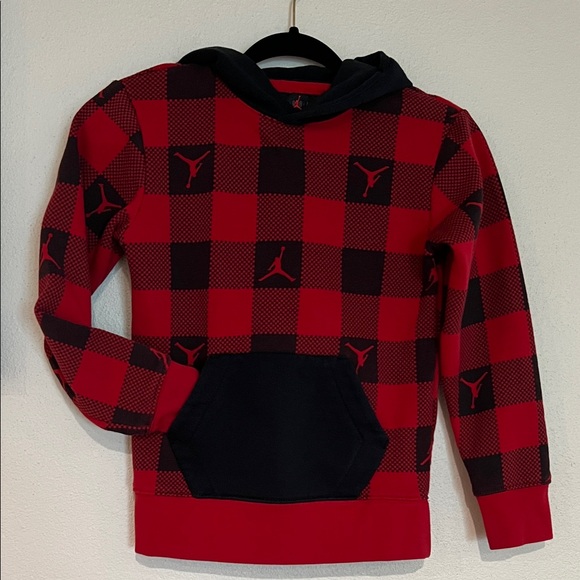 Jordan Red and Black Checkered Kids Hoodie - Picture 1 of 10